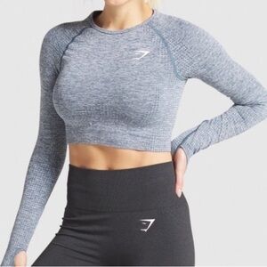 Gymshark Vital Seamless Long Sleeve Crop Top in Grey Gym Workout Gorpcore Size S